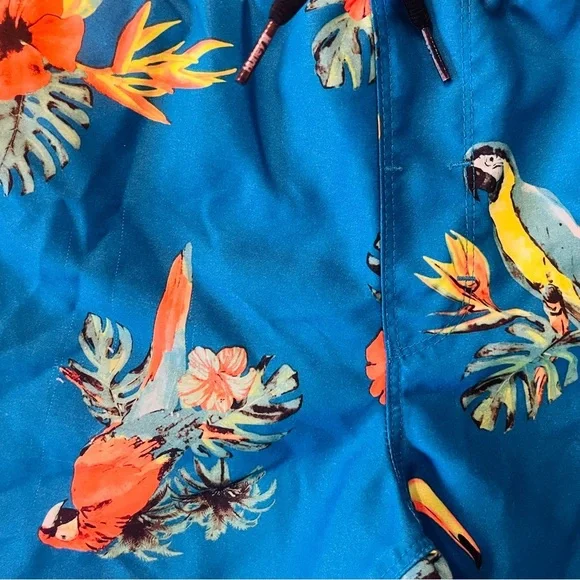 Hurley Boys' Pull on Swim Trunks, Neptune Blue / Parrot Floral, sz Small 8 - 10 - Picture 4 of 6